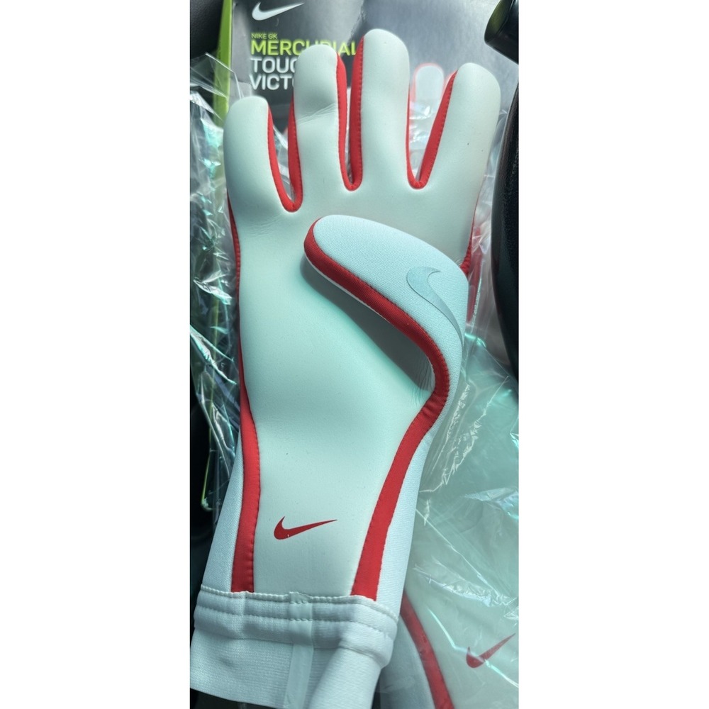 NIB Nike GK Mercurial Touch Victory Soccer Gloves White Orange GS-0382 Sz 11 - Picture 3 of 8